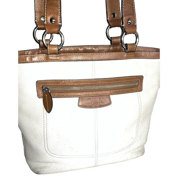COACH Penelope Cream Pebbled Leather Tote Satchel Shoulder Bag Purse READ - Picture 1 of 16